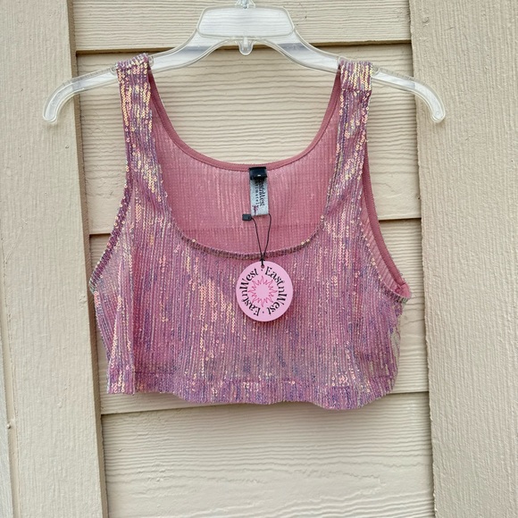FP × EastNWestLabel Sheer Sequin Boxy Cami - Picture 4 of 6
